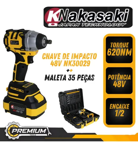Chave De Impacto 48v Profissional Nk-30029 Maleta 35 Peças 3