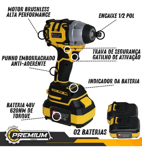 Chave De Impacto 48v Profissional Nk-30029 Maleta 35 Peças 4